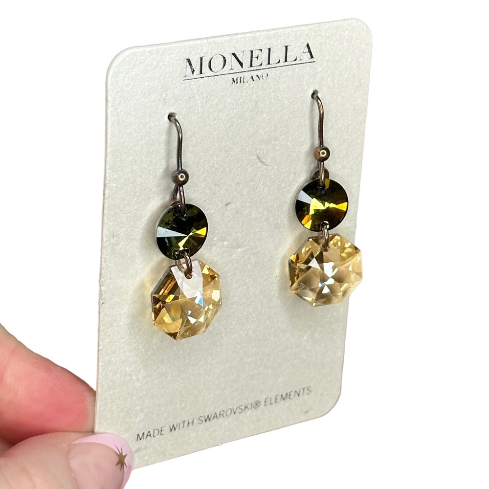 Monella Milano NEW Swarovski Rivoli Crystal Sterling Silver Hook Earrings